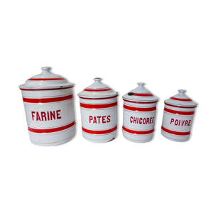 4 boites à épices en fer émaillées