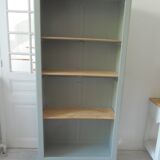 Vintage shallow bookcase re-enchanted in verdigris.