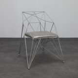 6x Geometric Wire Frame Dining Chairs, rare