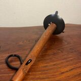 70s metal globe pendant light with Rispal teak support