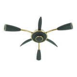 1950s mid century sputnik 3-light CEILING FIXTURE brass and dark grey metal