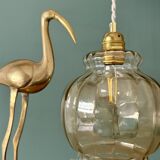 XL vintage globe pendant light in amber glass