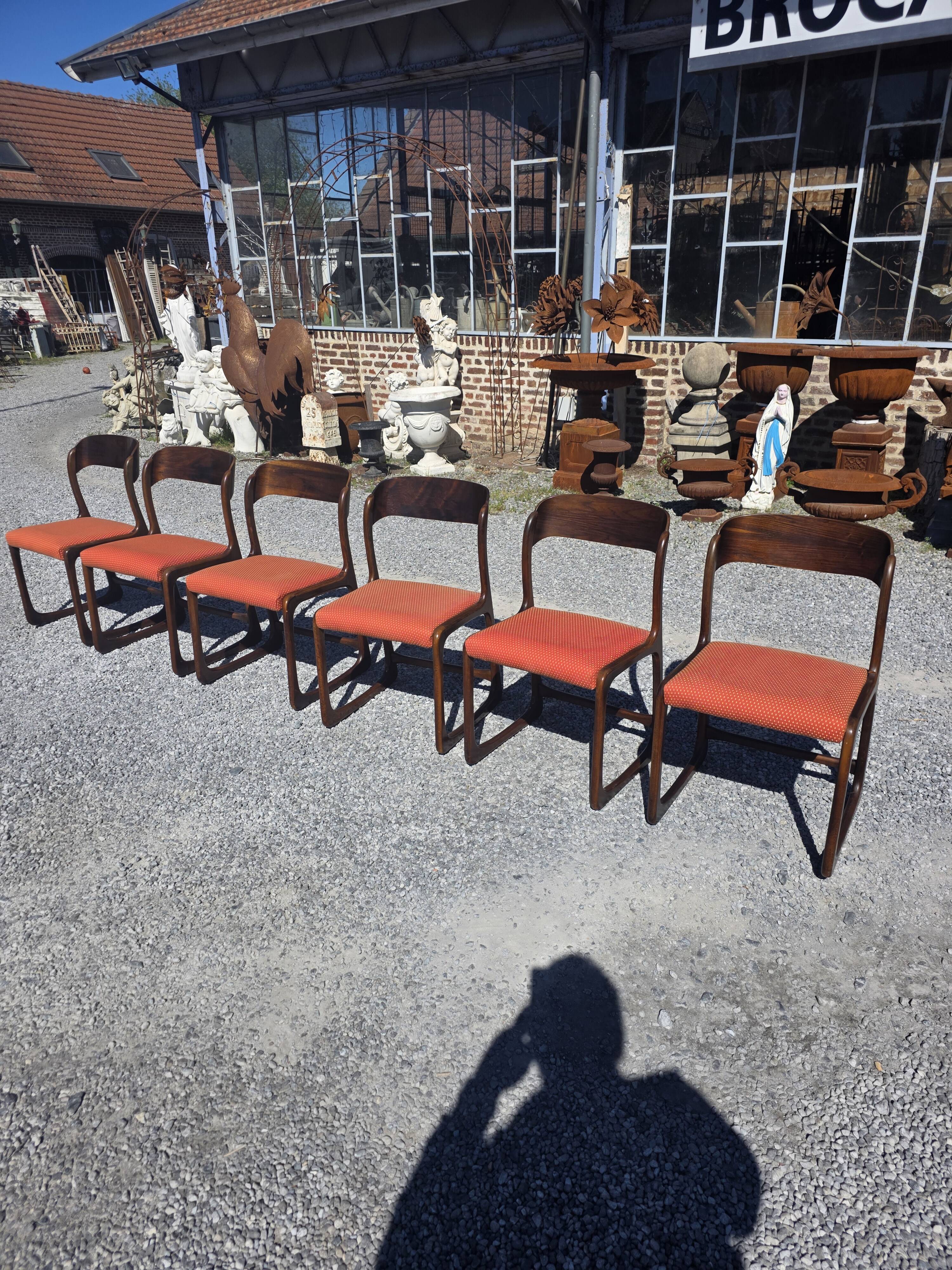 6 Baumann sled chairs in rosewood from the 1960s.