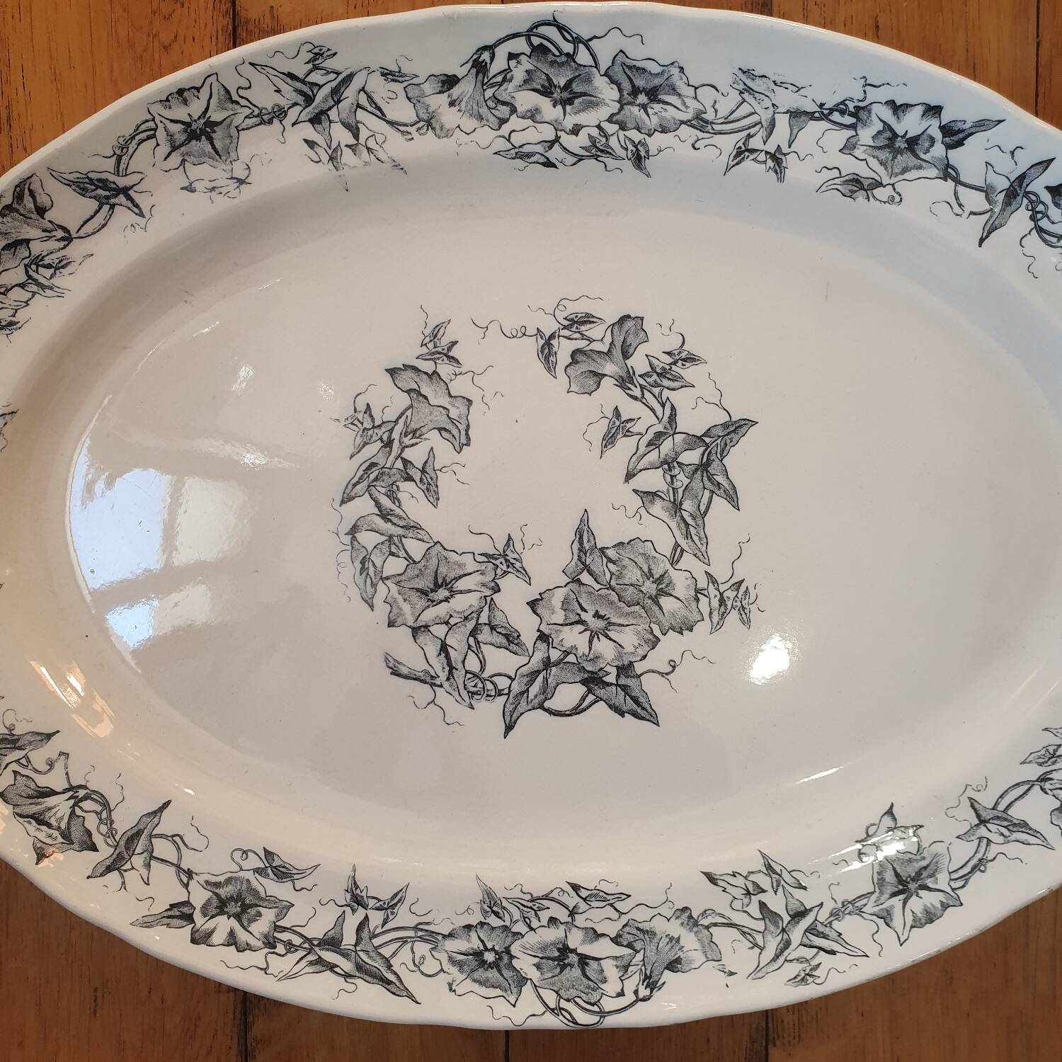 Plat oval Terre de Fer Longchamp Liserons