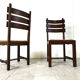 Vintage oak and wicker brutalist dining chairs, 1960s
