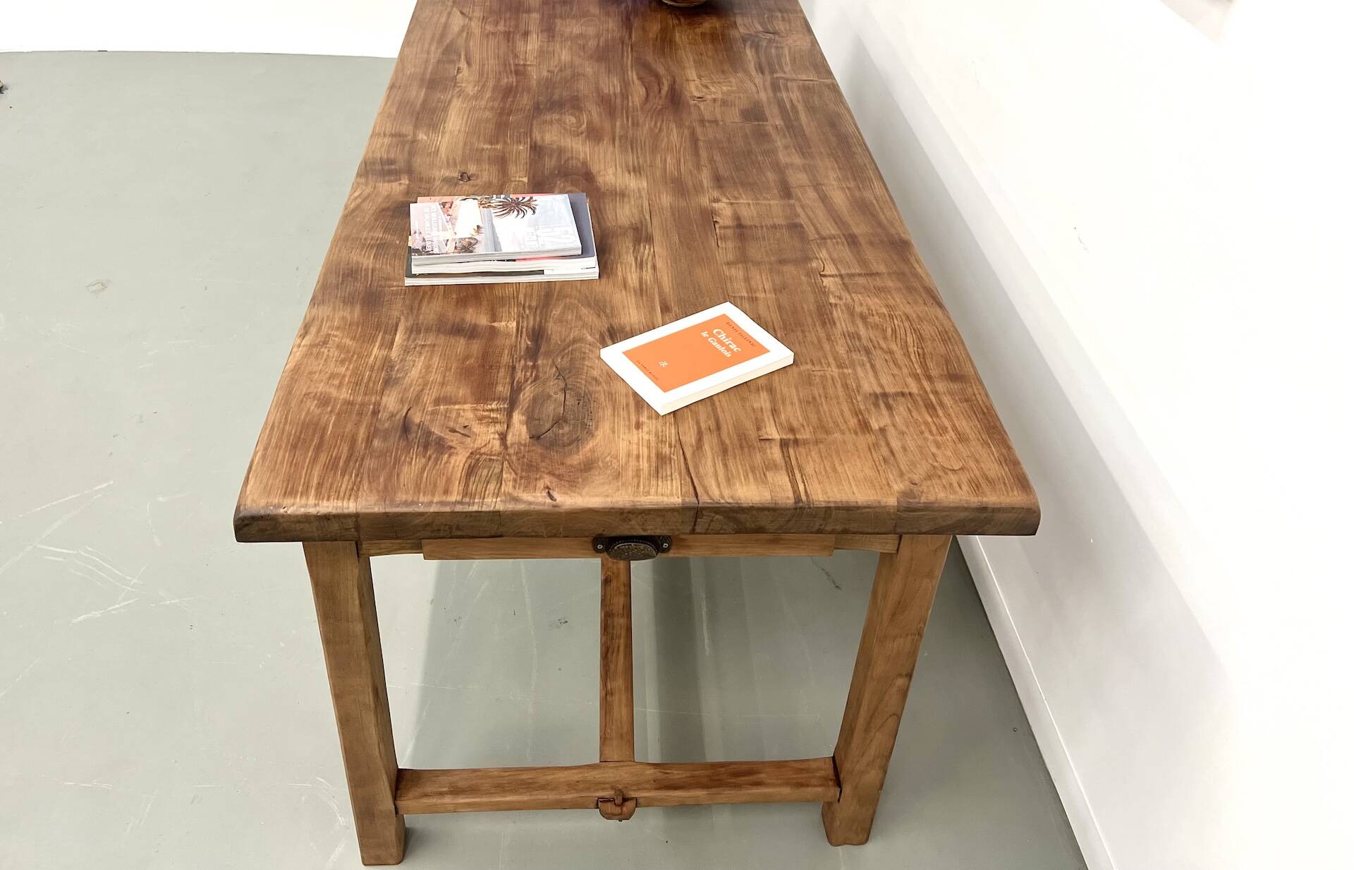 Antique farmhouse table in solid cherry wood