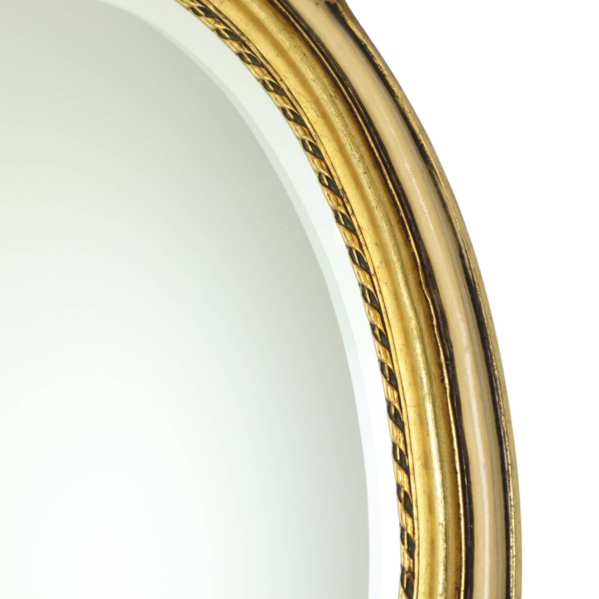 Oval Gold Leaf Gilded Mirror Classic Facet France 52cm