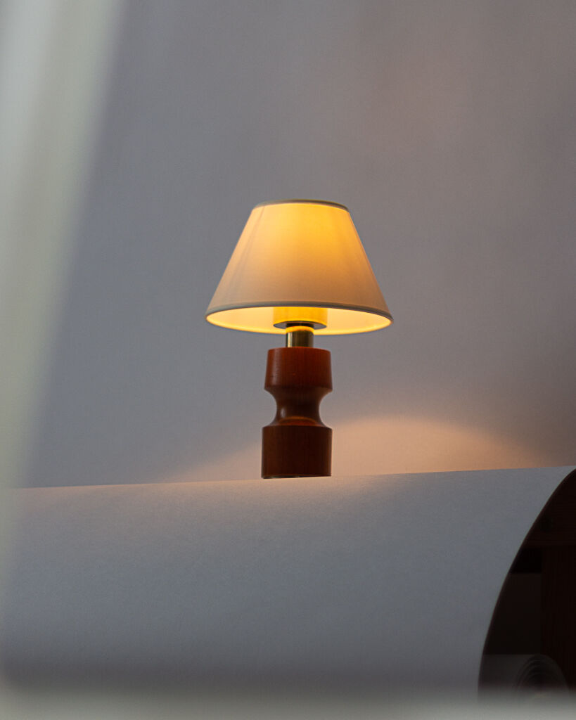 Teak wood and brass lamp base from the 60s