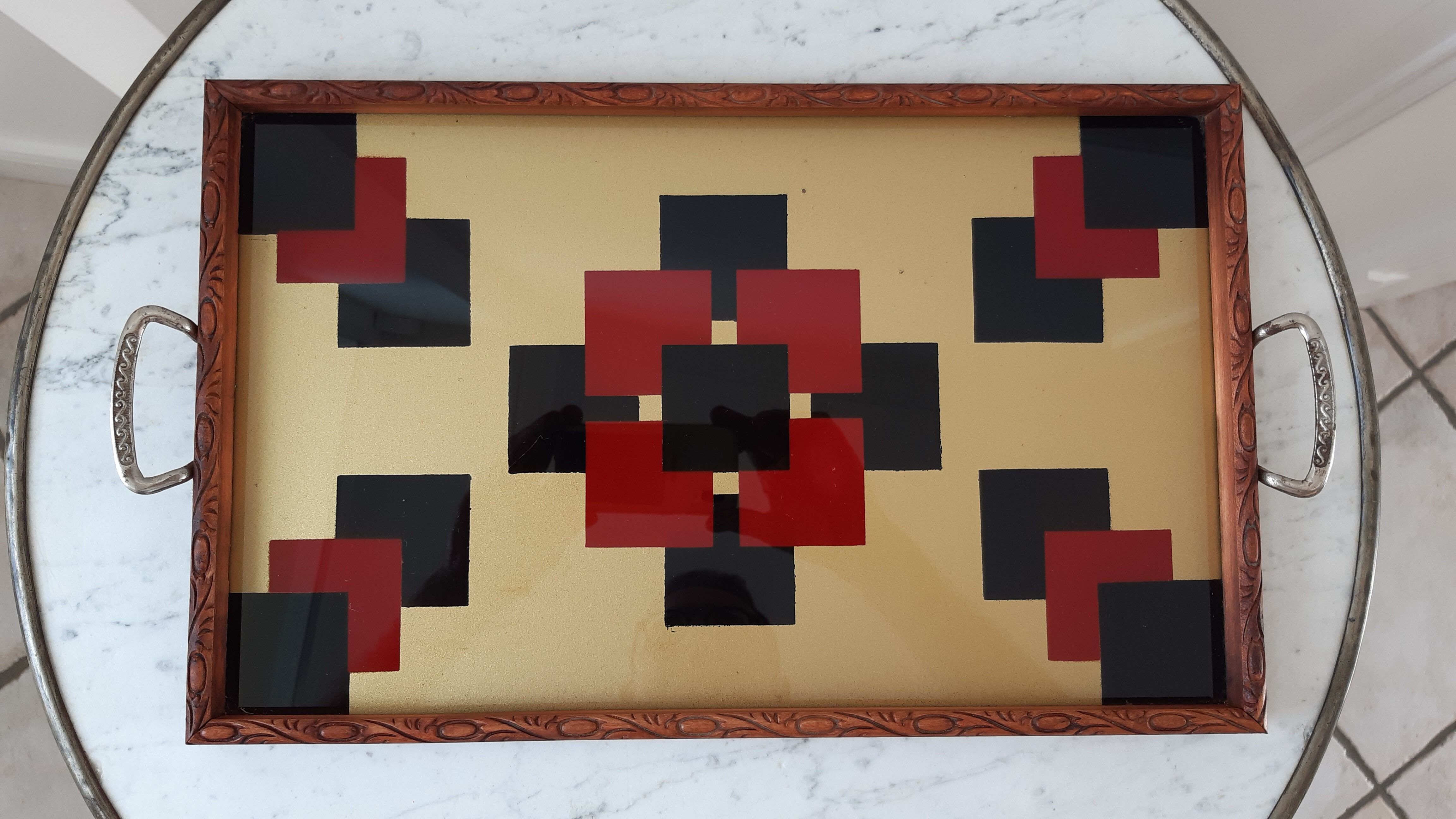 Art deco tray with geometric patterns 30s