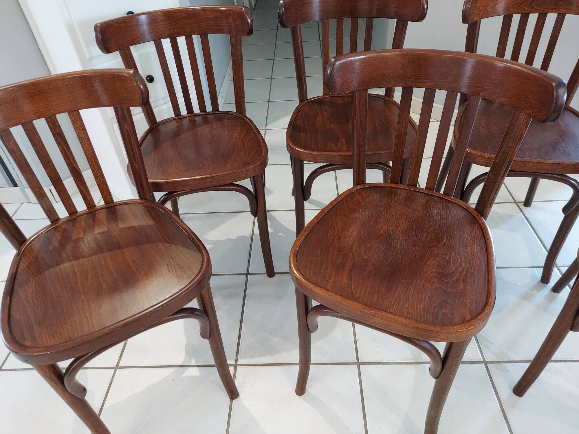 Suite of 6 chairs of Vintage Bistrot 1970s