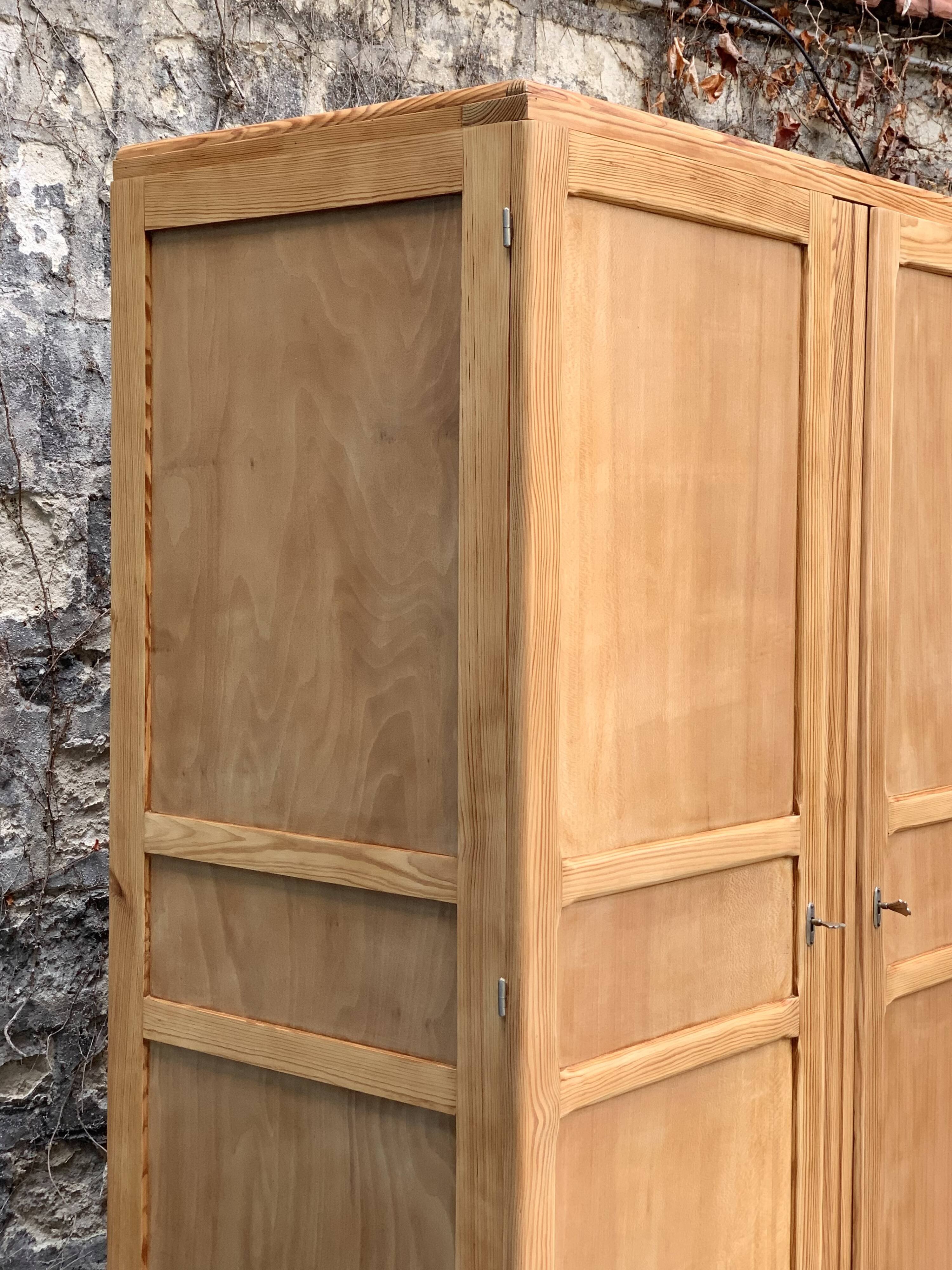 Parisian art deco wardrobe solid raw wood wardrobe