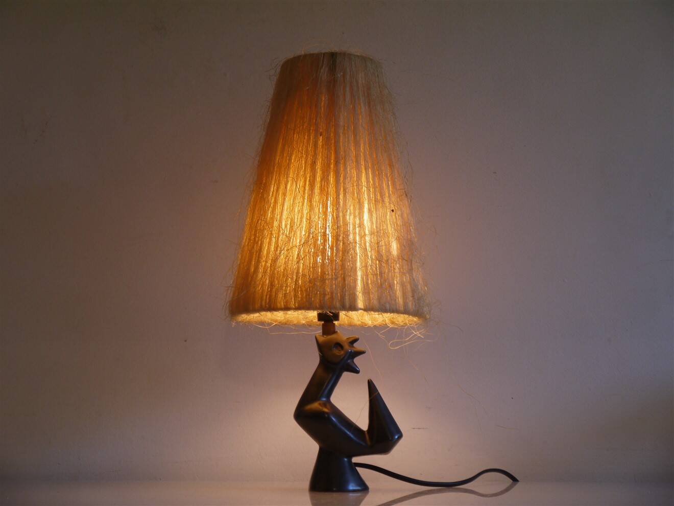 Zoomorphic ceramic lamp in the style of Jean Miotte.