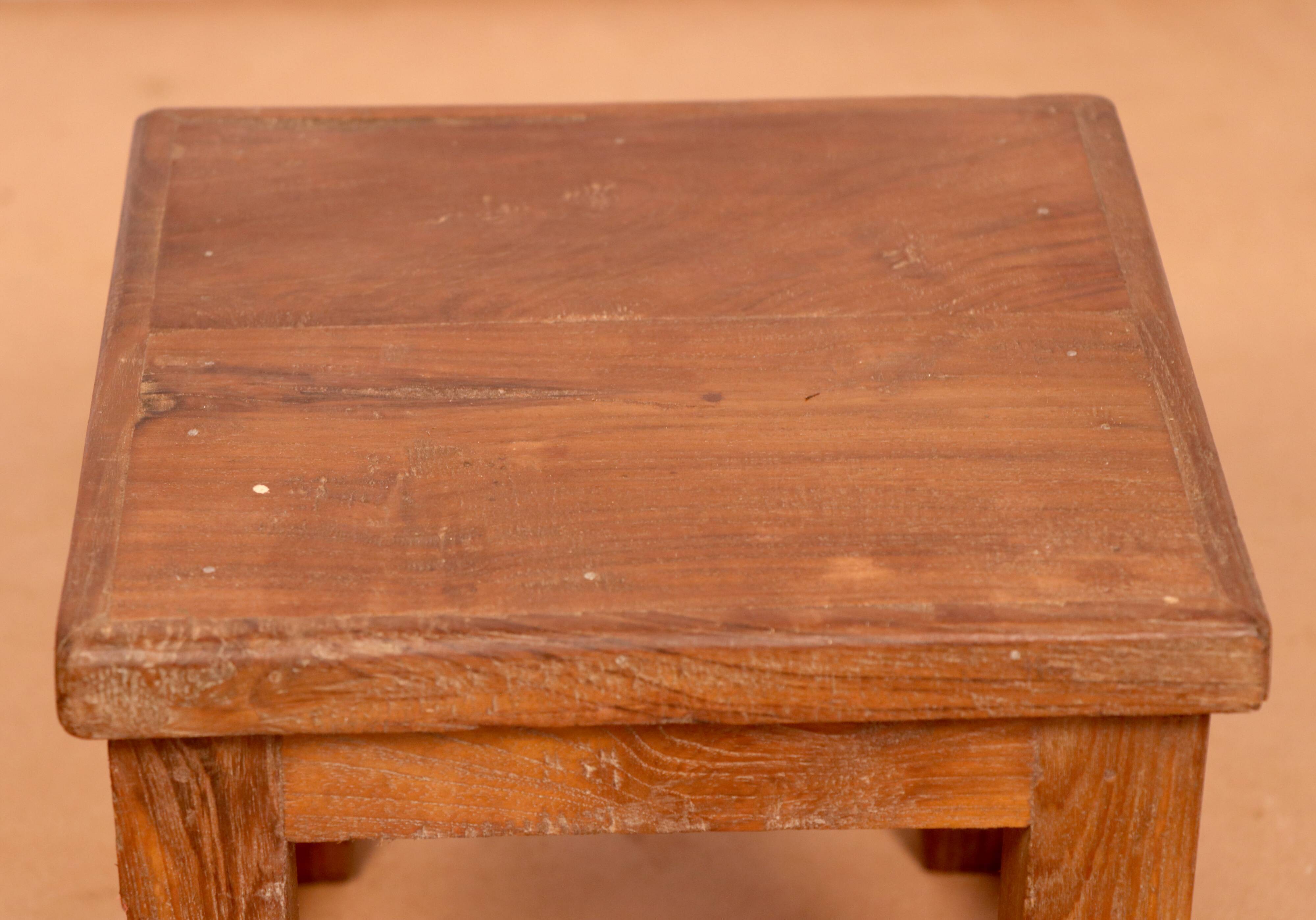 Old Burmese teak workshop bedside table