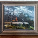 Framed reproduction painting of the painting "La Chaumière" Maurice de Vlaminck