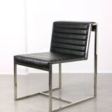 Vintage Bauhaus Black Chair in Chrome and Leatherette