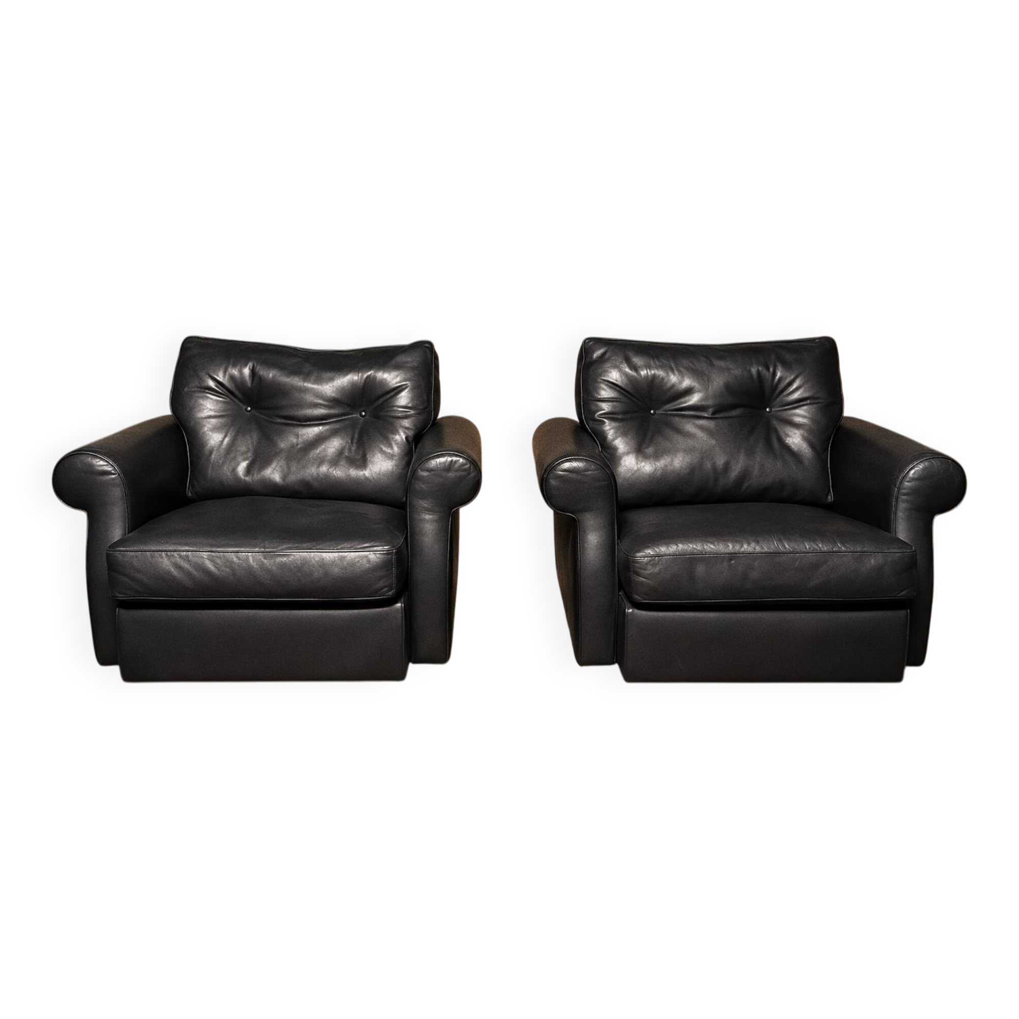 Paire Fauteuils Club Minotti Italy circa 1990
