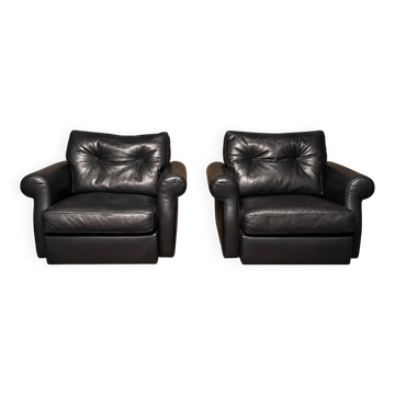 Paire Fauteuils Club Minotti Italy circa 1990