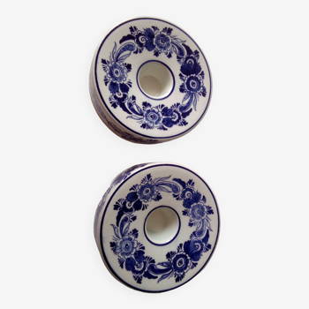 Pair of faience candle holders