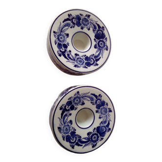 Pair of faience candle holders