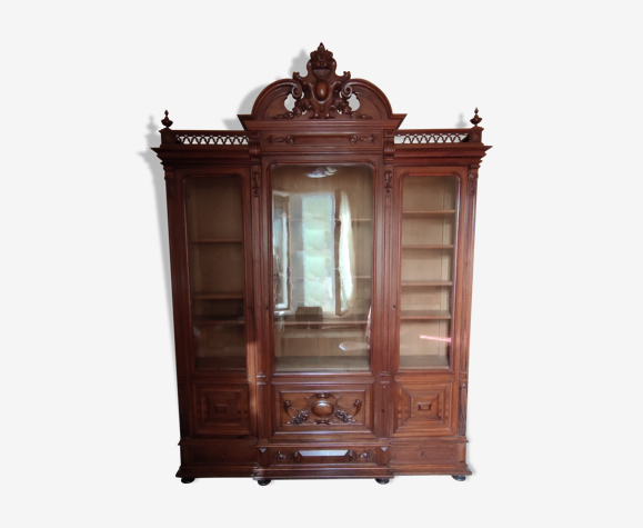 Bibliothèque 3 portes en noyer 19 e siècle