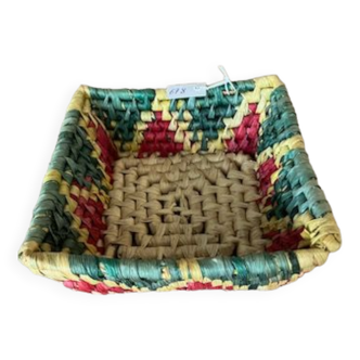 Square rafia basket