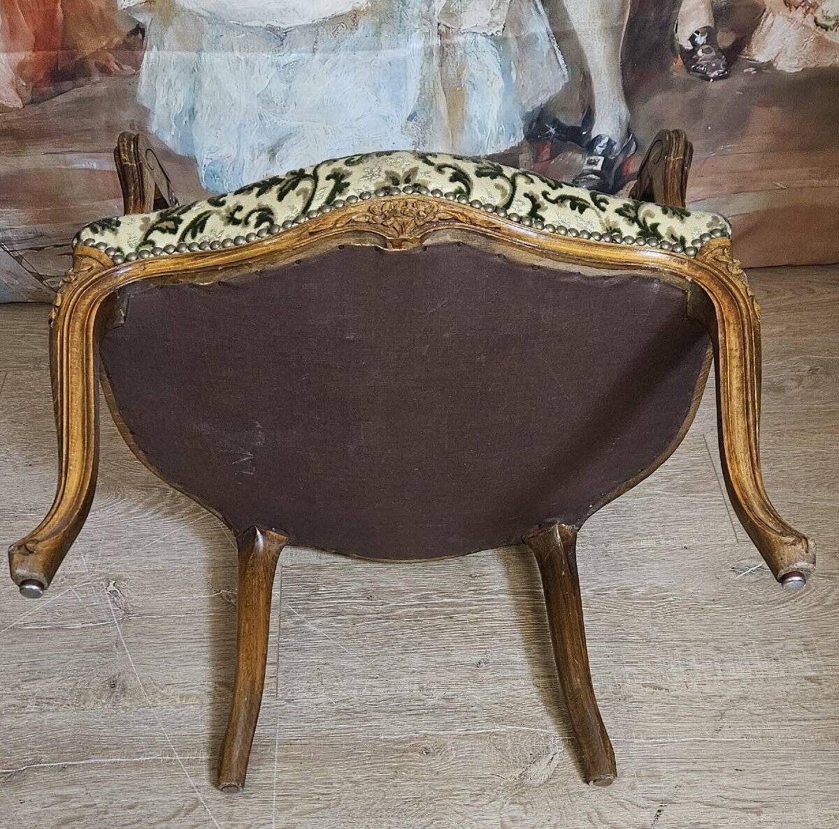 Louis XV style armchair, accompanied by its matching footrest.