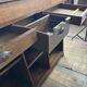 Solid oak reception counter from the late 19th century.