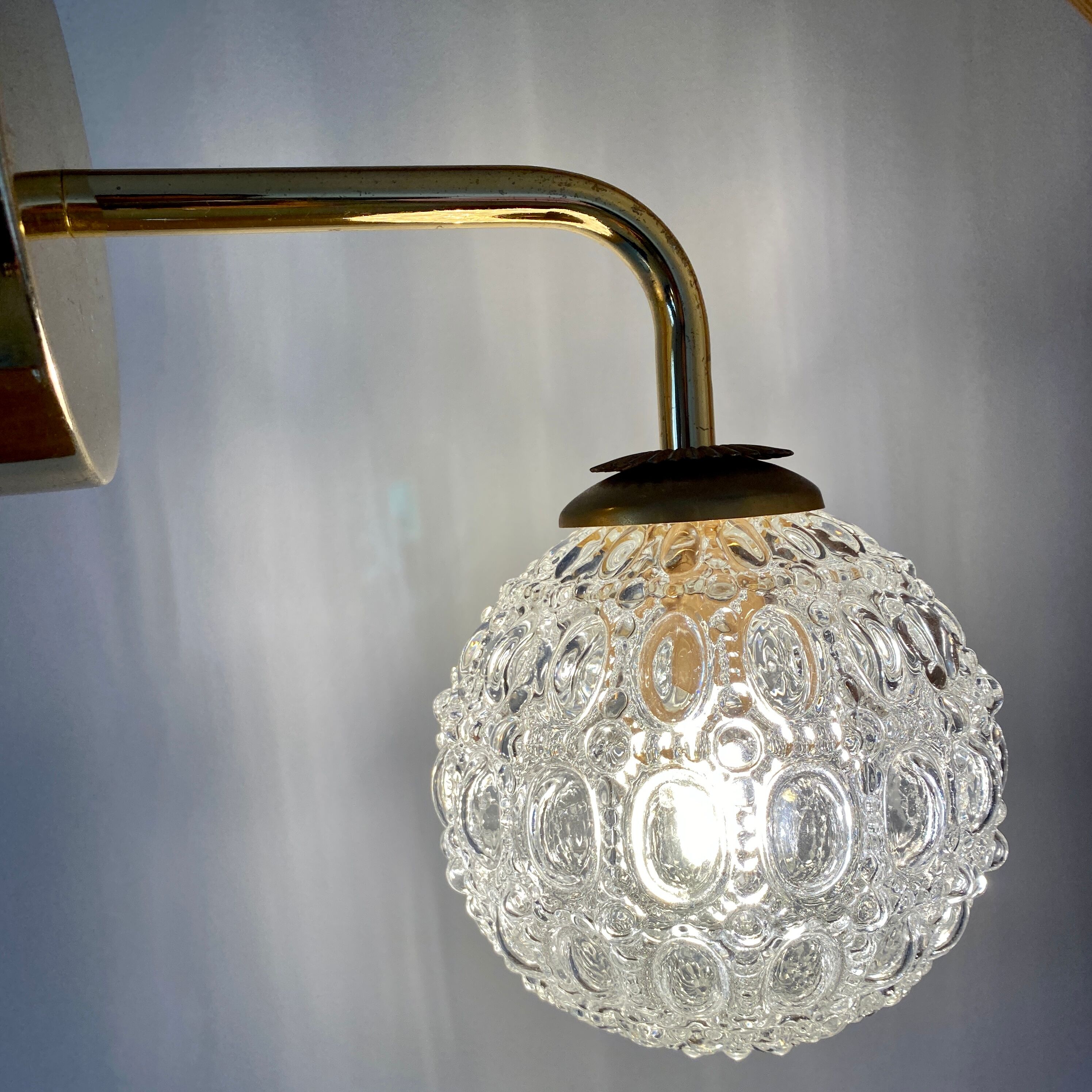 Vintage globe wall lamp in molded glass