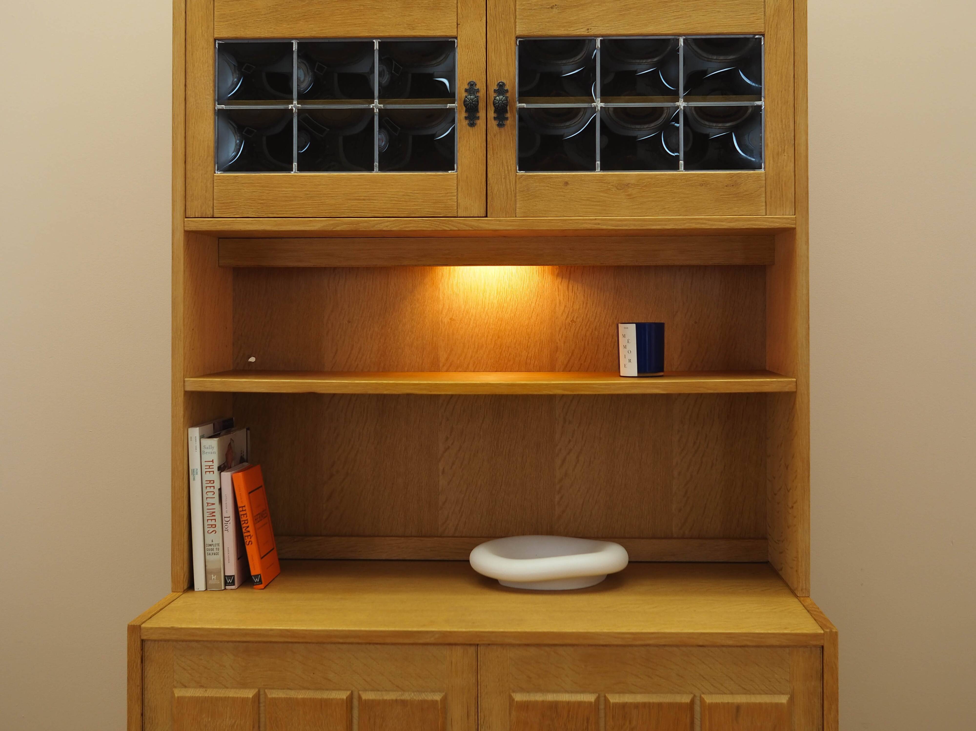 Henning Kjærnulf Oak Bookcase with Glass Doors, Danish 1960s