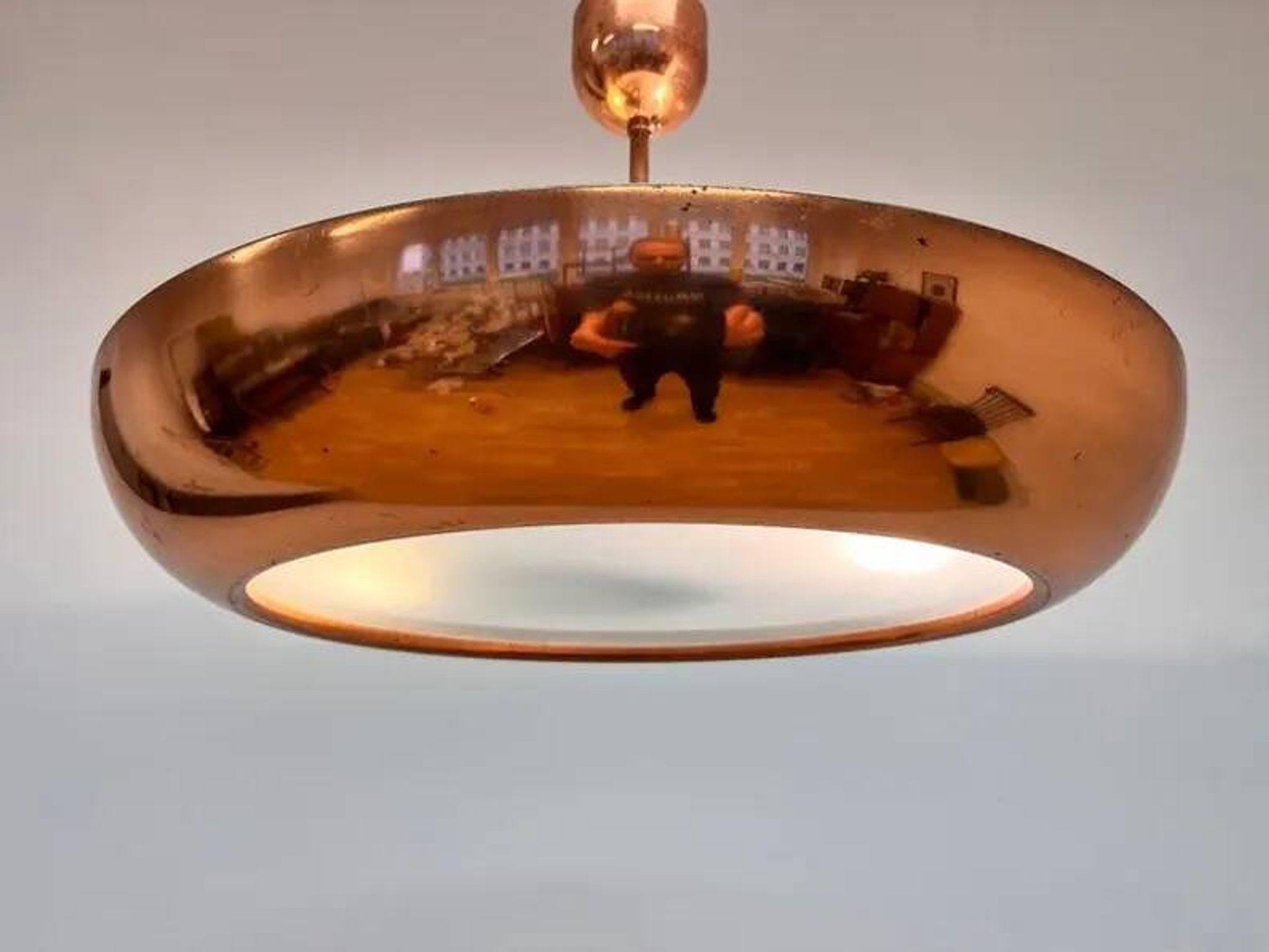 Pair of Bauhaus / Functionalist Copper Pendants UFO by Napako, 1940s