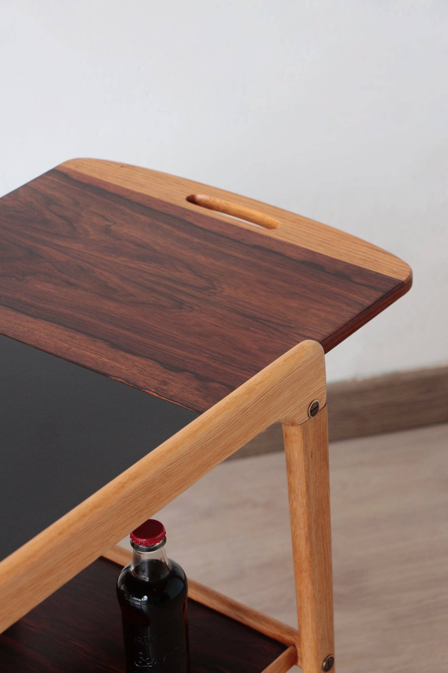 Scandinavian 'Thea' side table in rosewood and laminate, Yngve Ekström