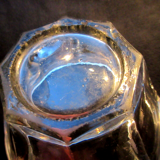 Nineteenth jam jar in well-flared glass, 8 flat ribs