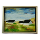 Original Swedish oil on canvas from the mid-century "Houses" - Vintage and framed