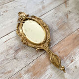 Old bronze hand-facing mirror  13x30cm