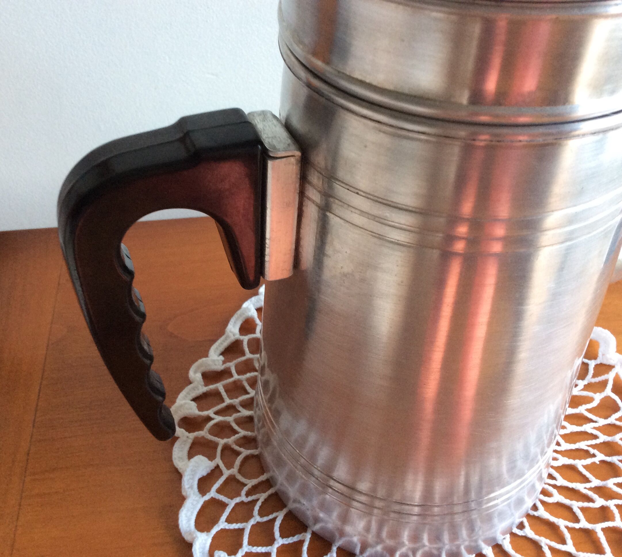 Old complete aluminum coffee maker le trèfle bakelite handle