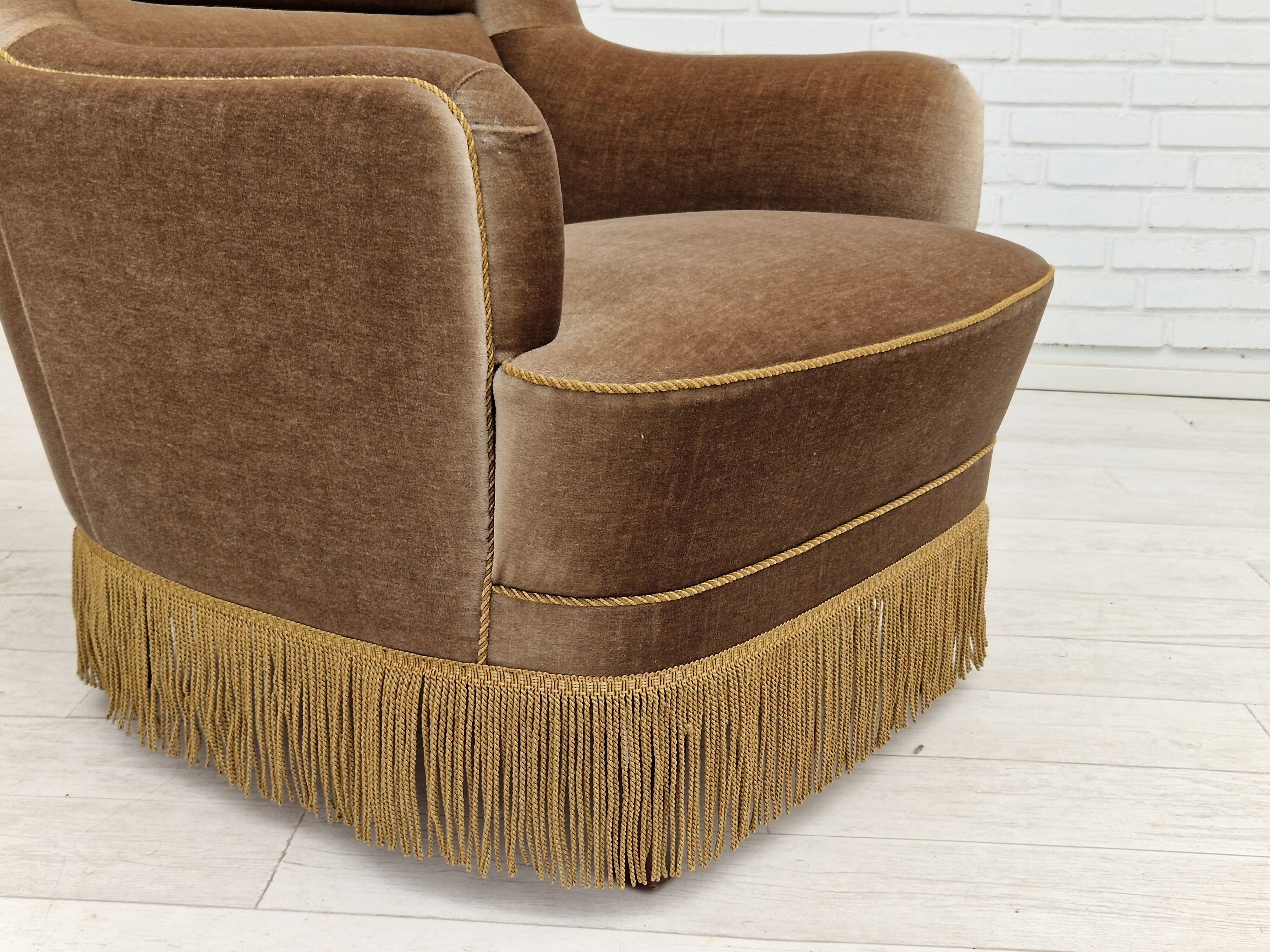 1970s, Danish set of two velour chairs, original condition