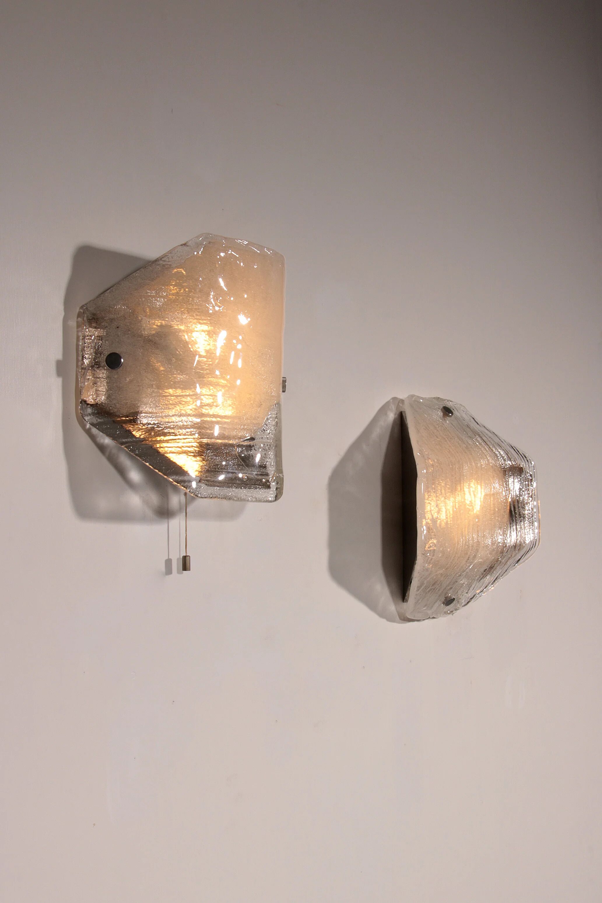 Rare large glass wall light by J.T. Kalmar, Austria, 1970s