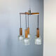 5-bulb cascade lamp, rosewood, chrome and textured glass shades, 1960s