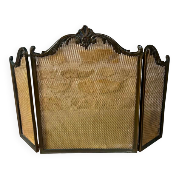 Pare-feu de cheminée en laiton style Louis XV