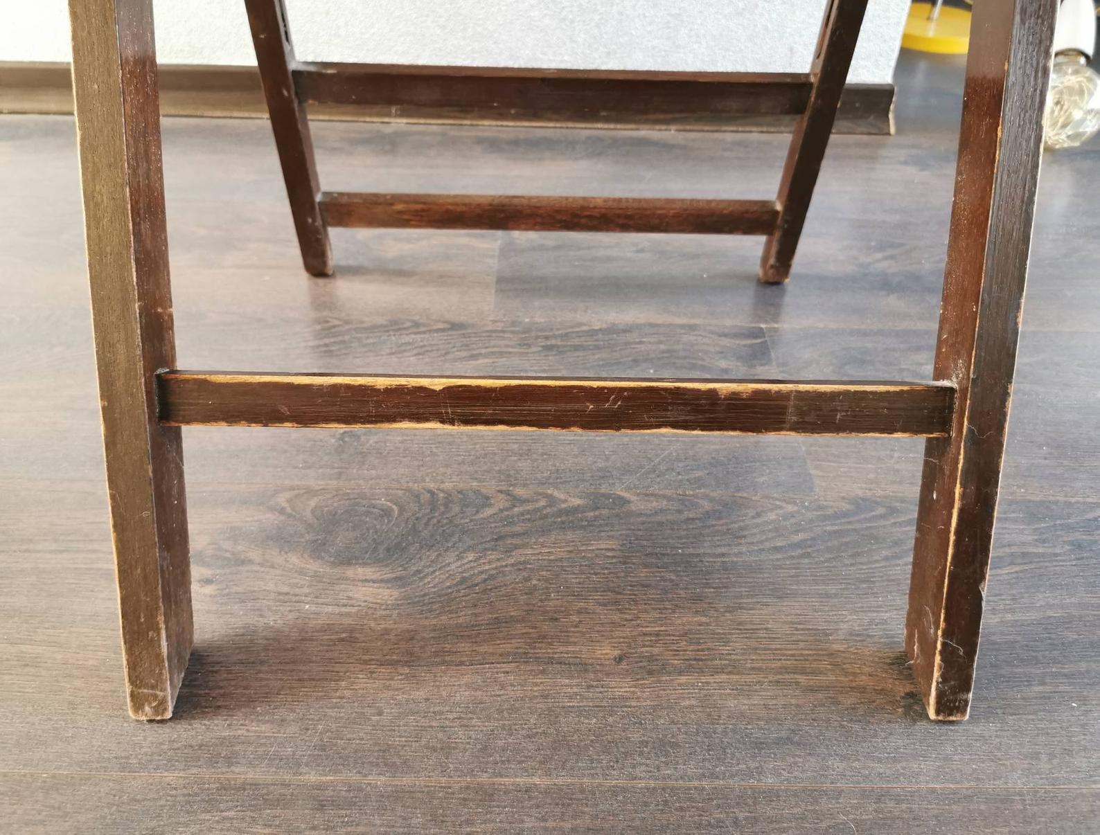 Vintage wooden folding chair with 1960 rattan seat and back