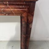 Louis Philippe fireplace in red breccia marble, 19th century