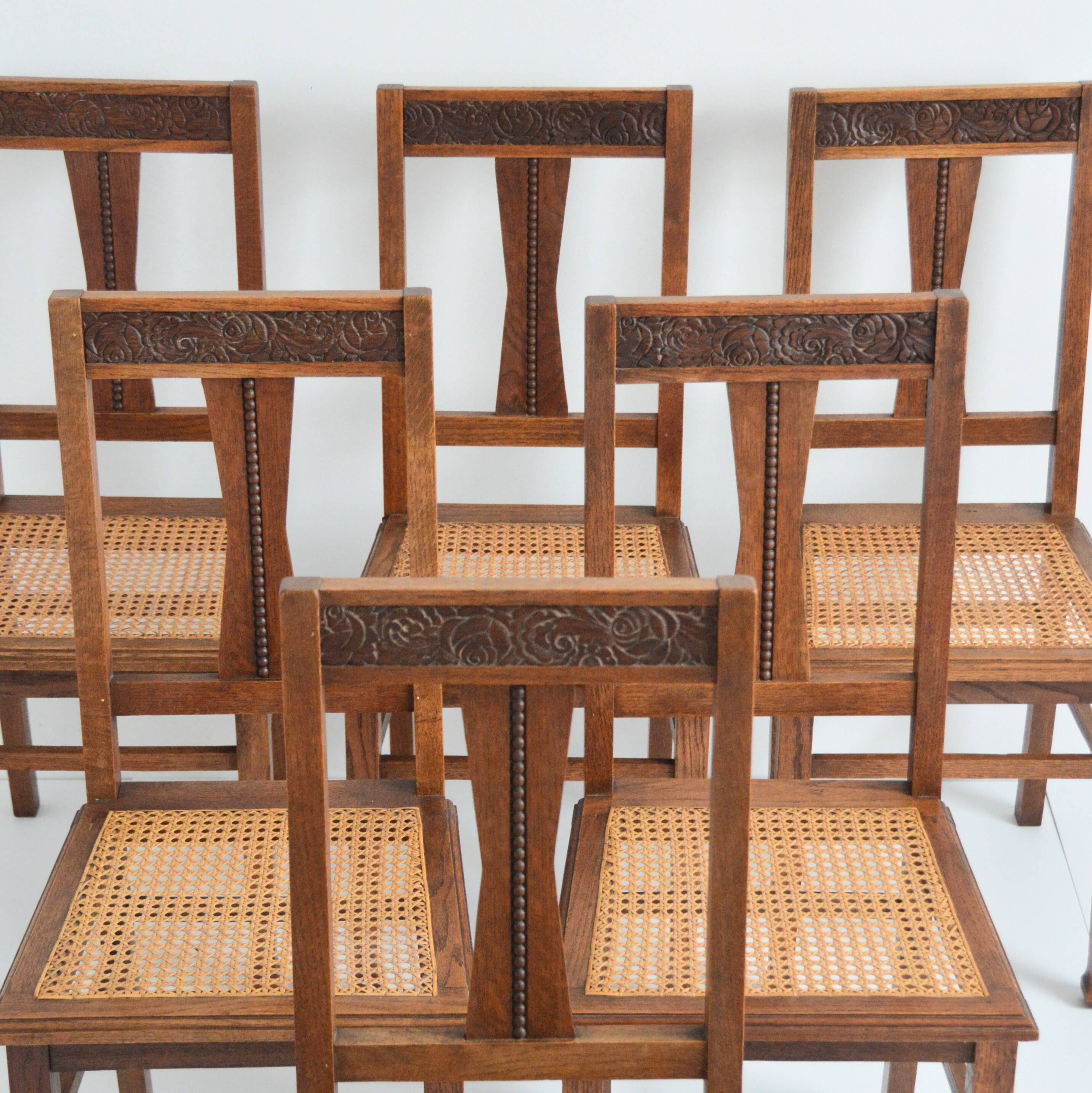 Suite de 6 chaises anciennes Art Déco, 1930