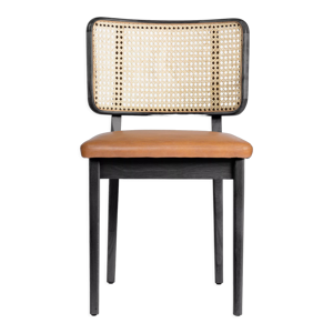 chaise cannage bois noir - tissu