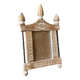 Beautiful Indian frame with wooden pediment carved in flat flowers and ceruse