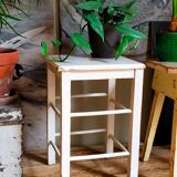 Workshop stool in vintage patinated solid wood