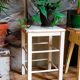 Workshop stool in vintage patinated solid wood
