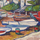 Fishing village with boats