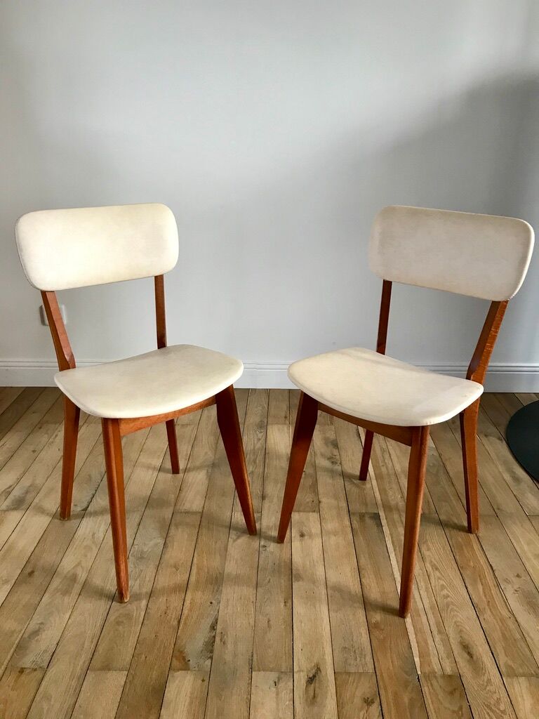Pair of scandinavian chairs in skaï 50s