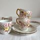4 antique coffee cups in polychrome iron earth KG Lunéville