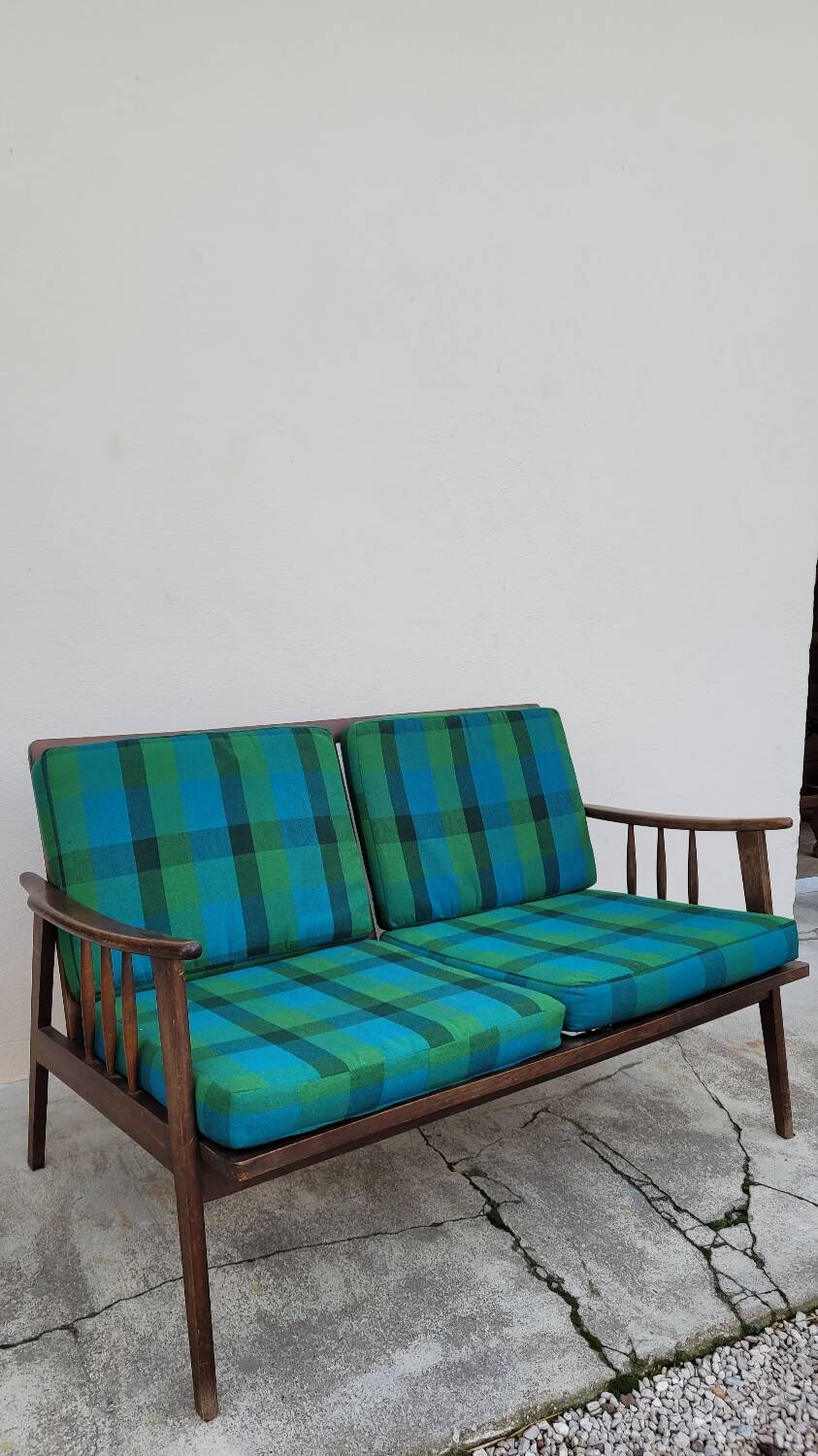 Vintage Scandinavian 2-seater sofa bench - 1950s